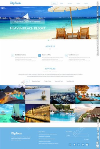 海边度假旅游网站模板图片