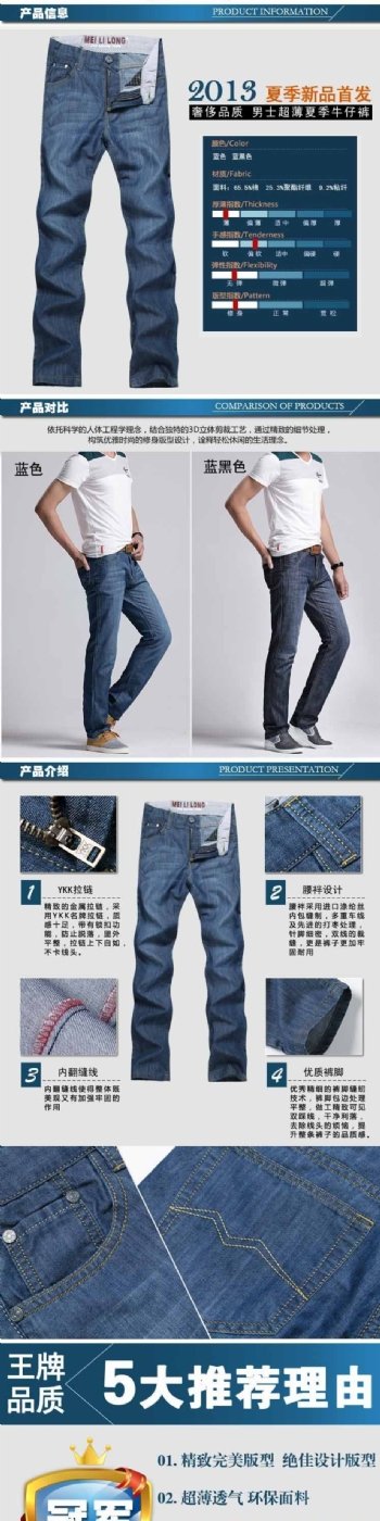 男装牛仔裤详情页设计