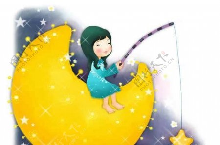 韩国插画儿童模板PSD源文件月亮上的童话6