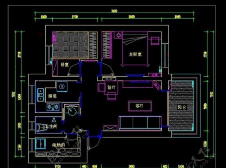 小户型2房60平方施工图