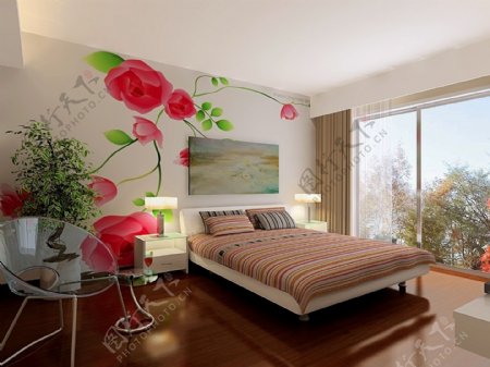 墙绘卧室美丽效果图图片