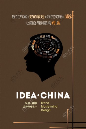 创意性海报设计思维头脑高贵背景渐变线条