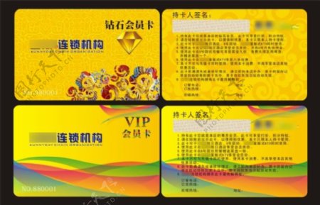品牌连锁机构VIP钻石会员卡设计CDR