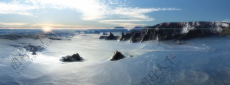 南极洲海洋冰山阳光