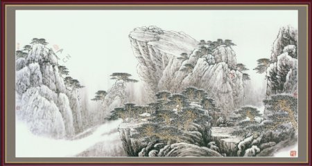 山水风景中堂画图片