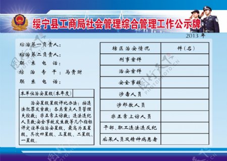 绥宁县工商局社会管理综合管理工作公示牌