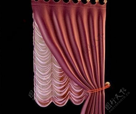 红色皇冠型窗帘Curtain36