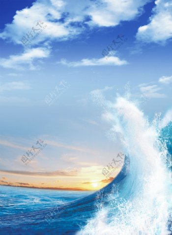 海浪高清摄影图片蓝天