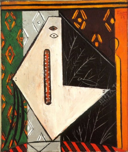 1929LademoiselleT鍧眅西班牙画家巴勃罗毕加索抽象油画人物人体油画装饰画