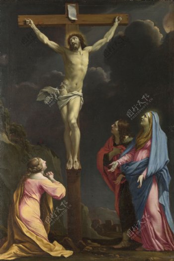 在十字架上圣母圣人图片