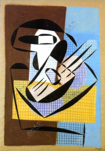 1921Compotieretguitare西班牙画家巴勃罗毕加索抽象油画人物人体油画装饰画