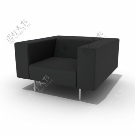 3d黑色布艺沙发组合模型