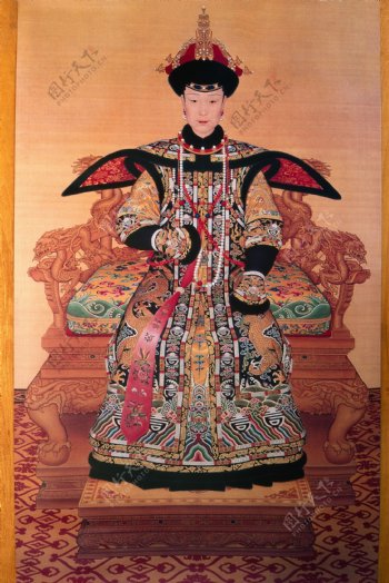 清朝皇后画像清代凤袍凤的图腾古代宫廷画