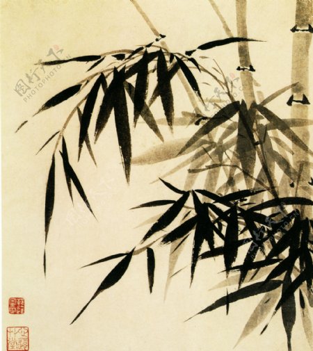 竹叶竹子中国风竹竿中华艺术绘画植物