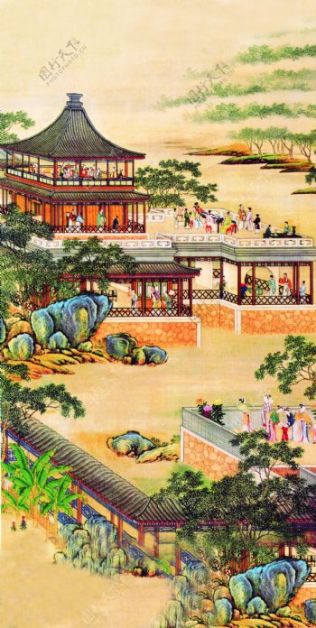楼阁楼宇中国画