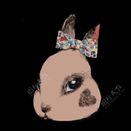 印花矢量图莫斯奇诺专题动物头兔子女装免费素材