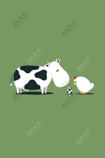 位图插画卡通插画动物奶牛免费素材