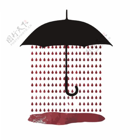 印花矢量图生活元素雨伞雨滴水免费素材