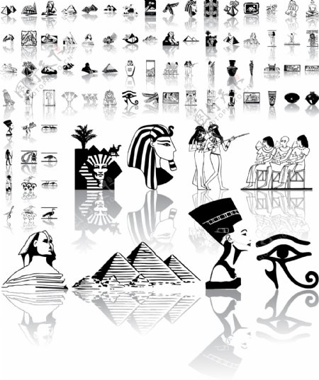 古埃及建筑图案矢量图片