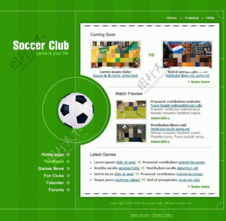 足球俱乐部网站psd模板