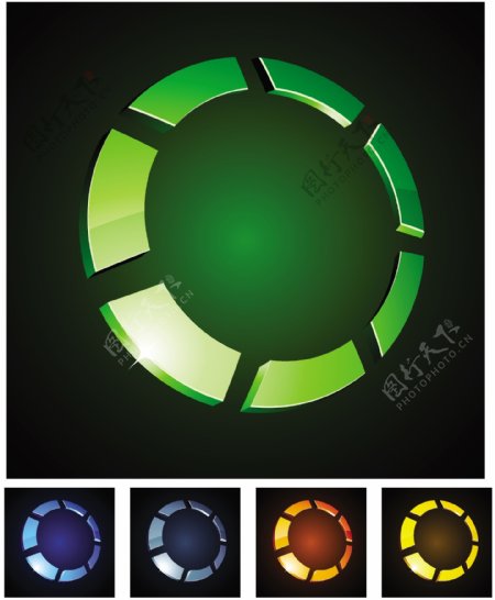 3d动感环形logo标志设计元素图片