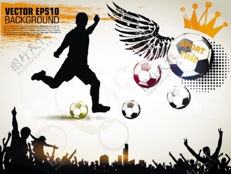 矢量足球运动剪影设计海报