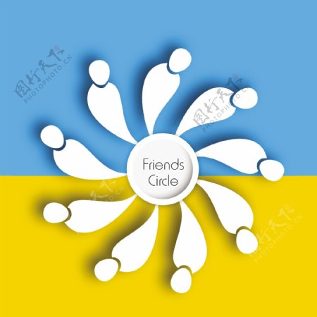 情人节快乐的概念独立圈的黄色和蓝色的背景