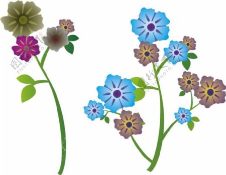 印花矢量图植物色彩五颜六色花纹免费素材