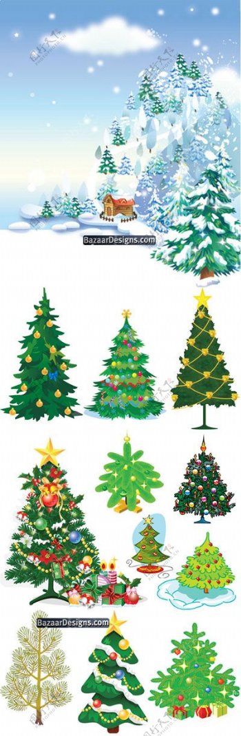 11圣诞树矢量图案