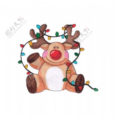 绣花动物熊灯泡圣诞节免费素材