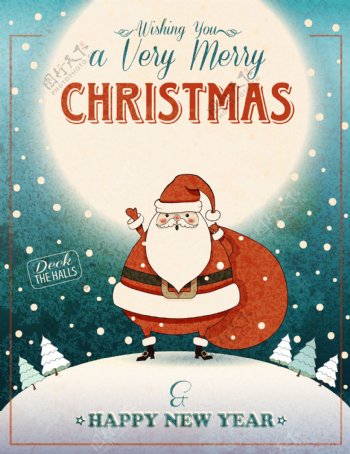 圣诞复古海报设计矢量