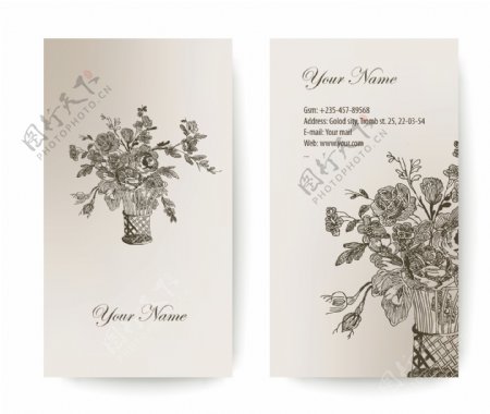 精美古典花朵卡片背景
