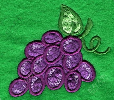 绣花葡萄水果紫色绿色免费素材