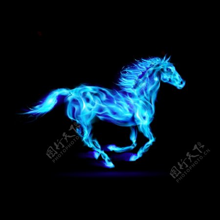蓝色炫彩发光马