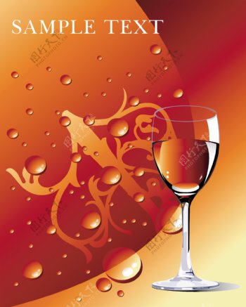 红葡萄酒和水的矢量图形
