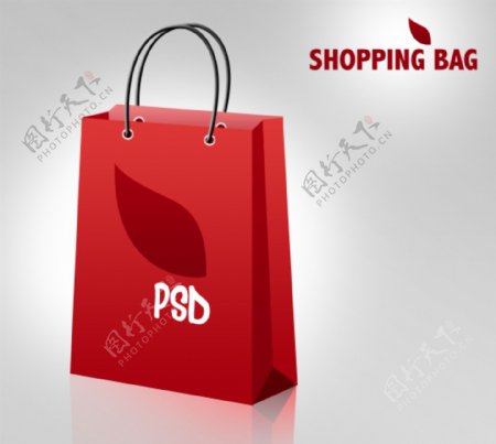 红色纸质手提袋PSD设计模板