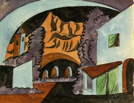 1919Projetpourled淇rLeTricorne1西班牙画家巴勃罗毕加索抽象油画人物人体油画装饰画