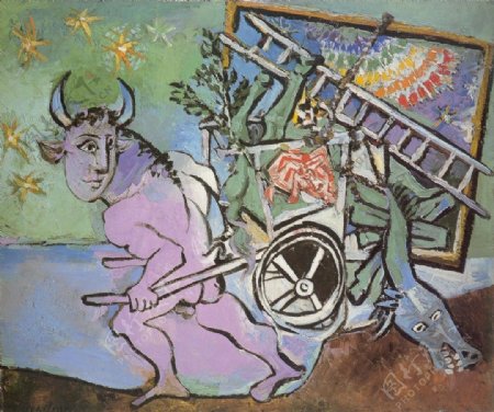 1936Minotauretirantunecharette西班牙画家巴勃罗毕加索抽象油画人物人体油画装饰画