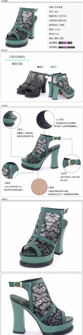 淘宝素材PSD高清分层描述模板女凉鞋模板