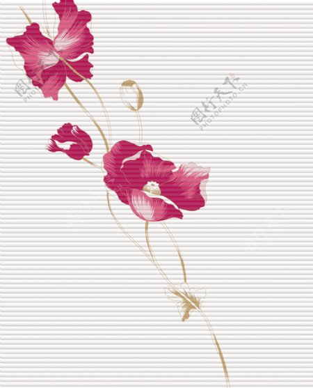 花草移门装饰图片紫红色花朵