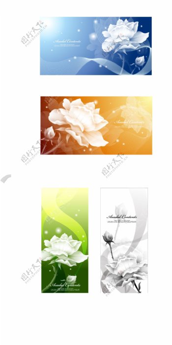 白色花卉装饰banner矢量图AI