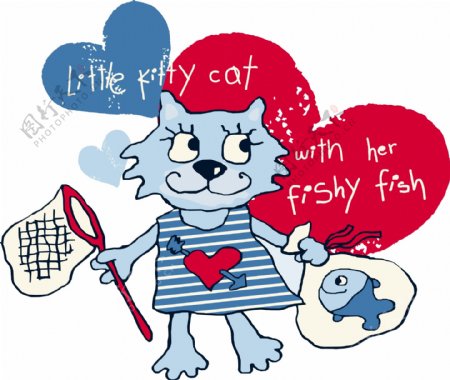 卡通猫儿童印花可爱动物