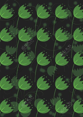 绿色叶子潮流排列图案矢量素材