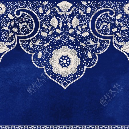 青花瓷复古蓝色花纹