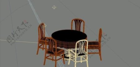 室内装饰家具桌椅组合523D模型