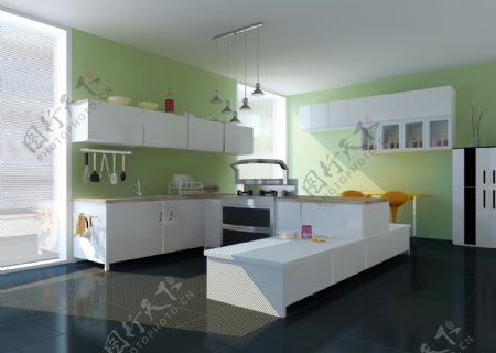 厨房效果图环境设计图片