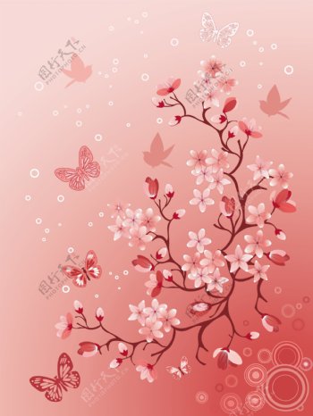 樱花与蝴蝶素材图片