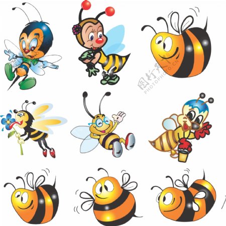 可爱卡通蜜蜂矢量素材