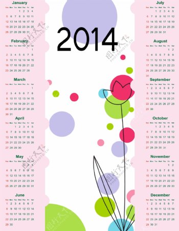 2014日历模板设计矢量素材