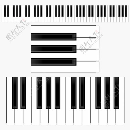3现实的钢琴键盘的矢量图形集